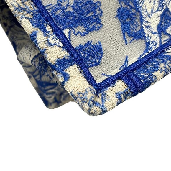 Auth DIOR/ChristianDior Book tote small bag Blue White Jacquard Tote Bag - Picture 6 of 16